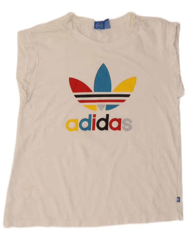 Adidas T-shirt grafica a maniche corte da donna Top UK 14 Medium Bianco