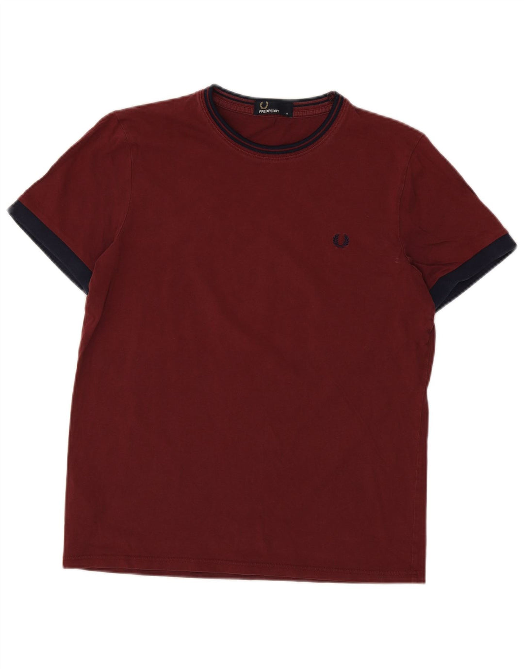 FRED PERRY T-shirt da uomo Top in cotone color block bordeaux medio