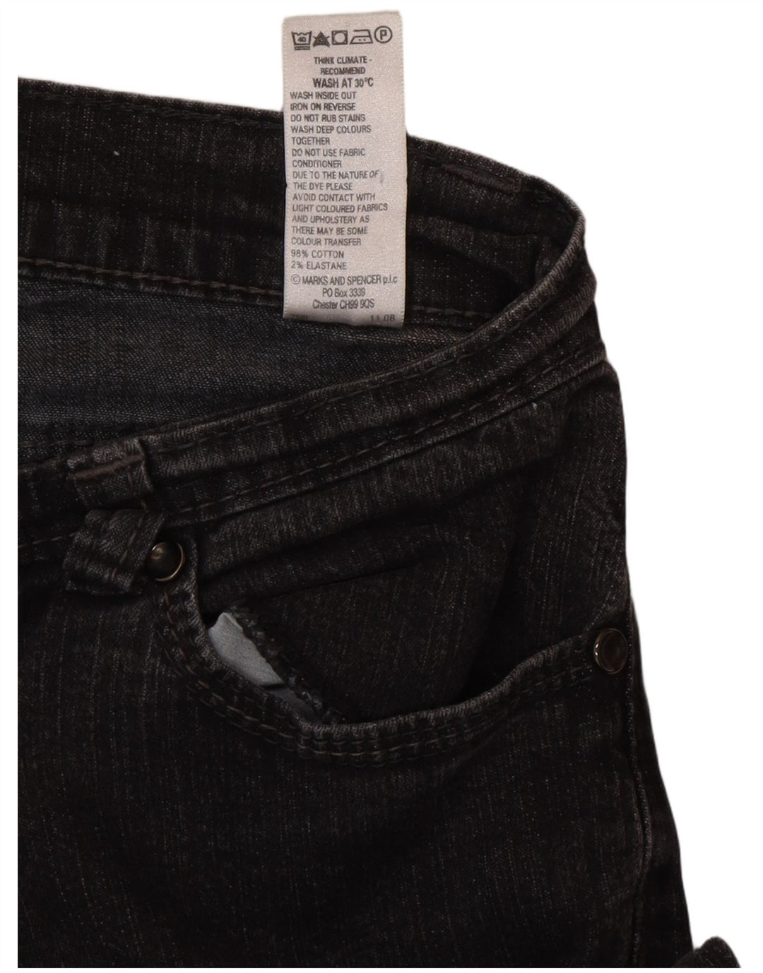 Jeans Bootcut da donna Marks & Spencer UK 10 piccoli W27 L29 cotone nero