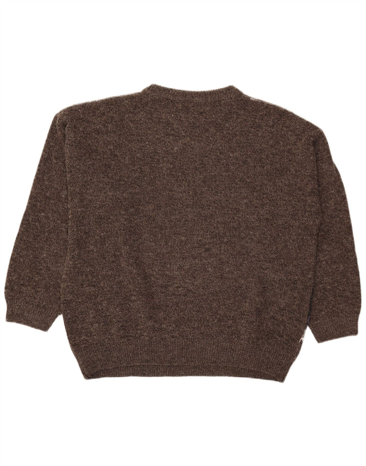 Maglione da uomo con scollo a barca islandese IT 52 grande marrone a rombi/diamante