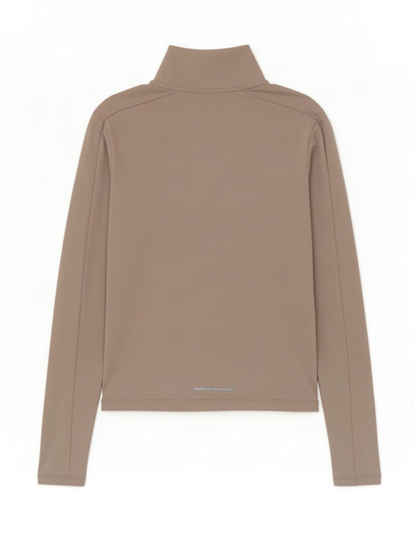 Maglia da tuta pullover con zip e collo Nike Dri Fit da donna UK 6 XS poliestere grigio