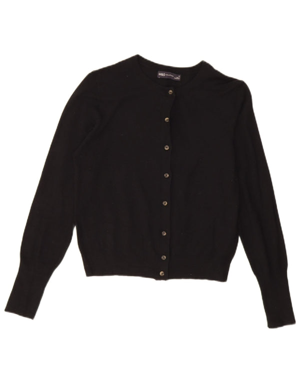 Maglione cardigan corto da donna Marks & Spencer UK 10 piccolo in viscosa nera