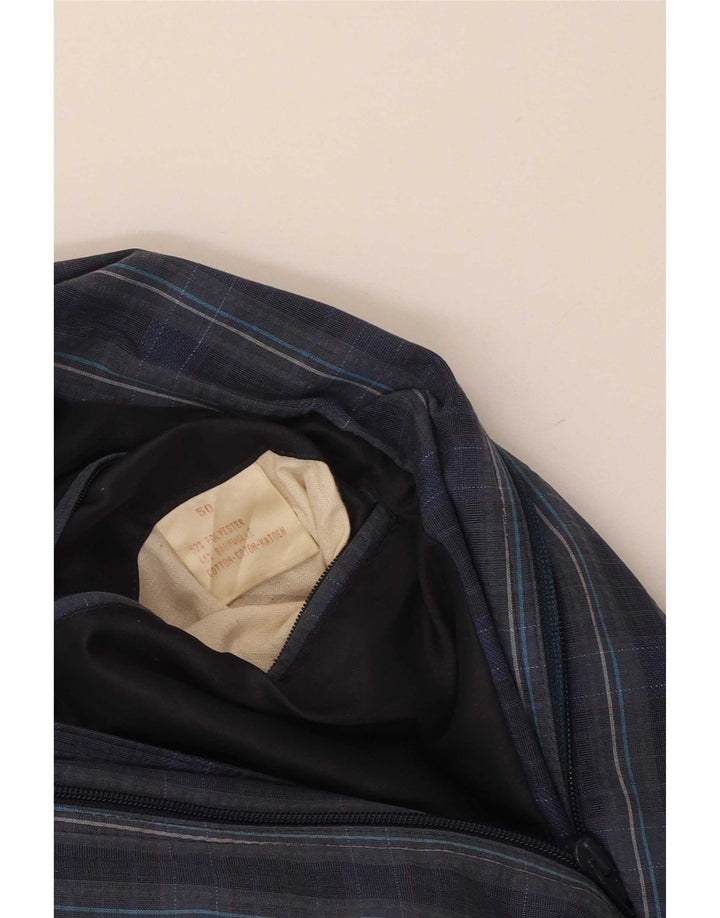 Giubbotto bomber vintage da uomo IT 50 grande in poliestere a quadri blu navy
