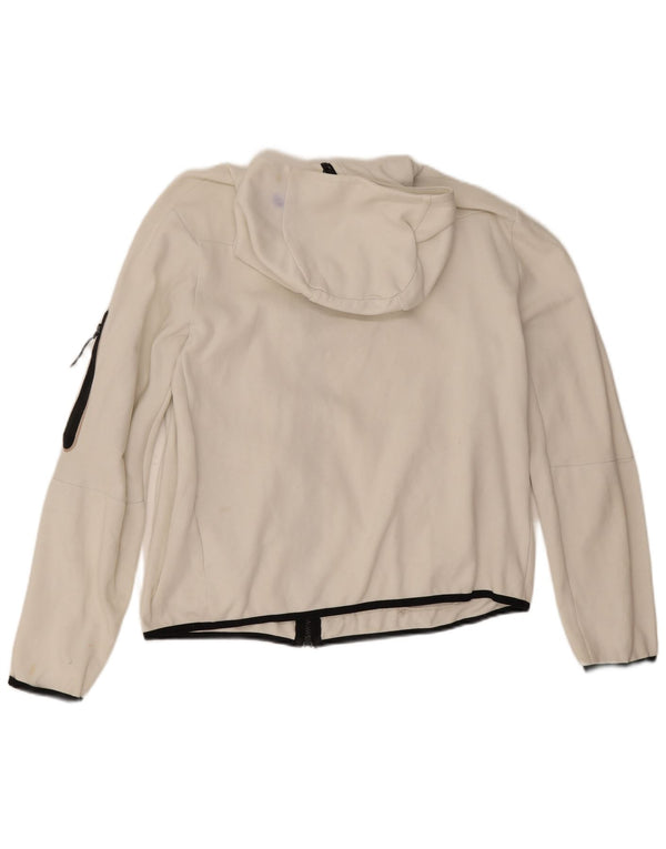 Felpa con cappuccio e zip da donna Nike UK 16 grande cotone color block bianco