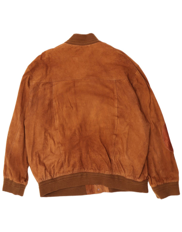 Giubbotto bomber vintage in pelle scamosciata da uomo IT 62 5XL in pelle beige
