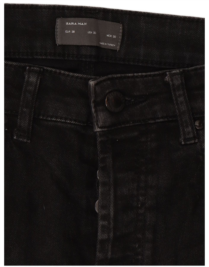 Jeans slim da uomo ZARA EU 38 Small W30 L28 cotone nero