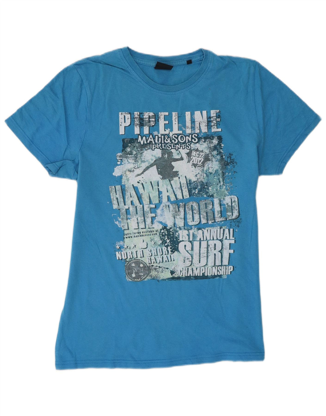 T-shirt grafica da uomo Maui and Sons Top in cotone blu medio