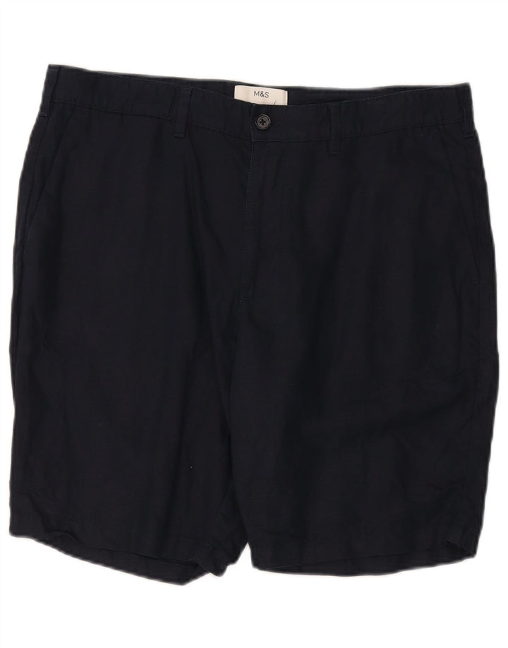 Pantaloncini chino da uomo Marks & Spencer W36 grandi lino blu navy