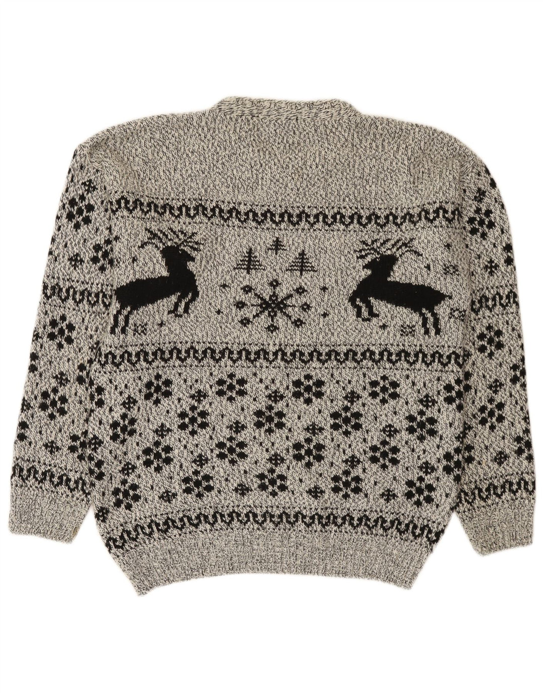 Maglione girocollo da uomo Cotton Republic grigio medio Fair Isle