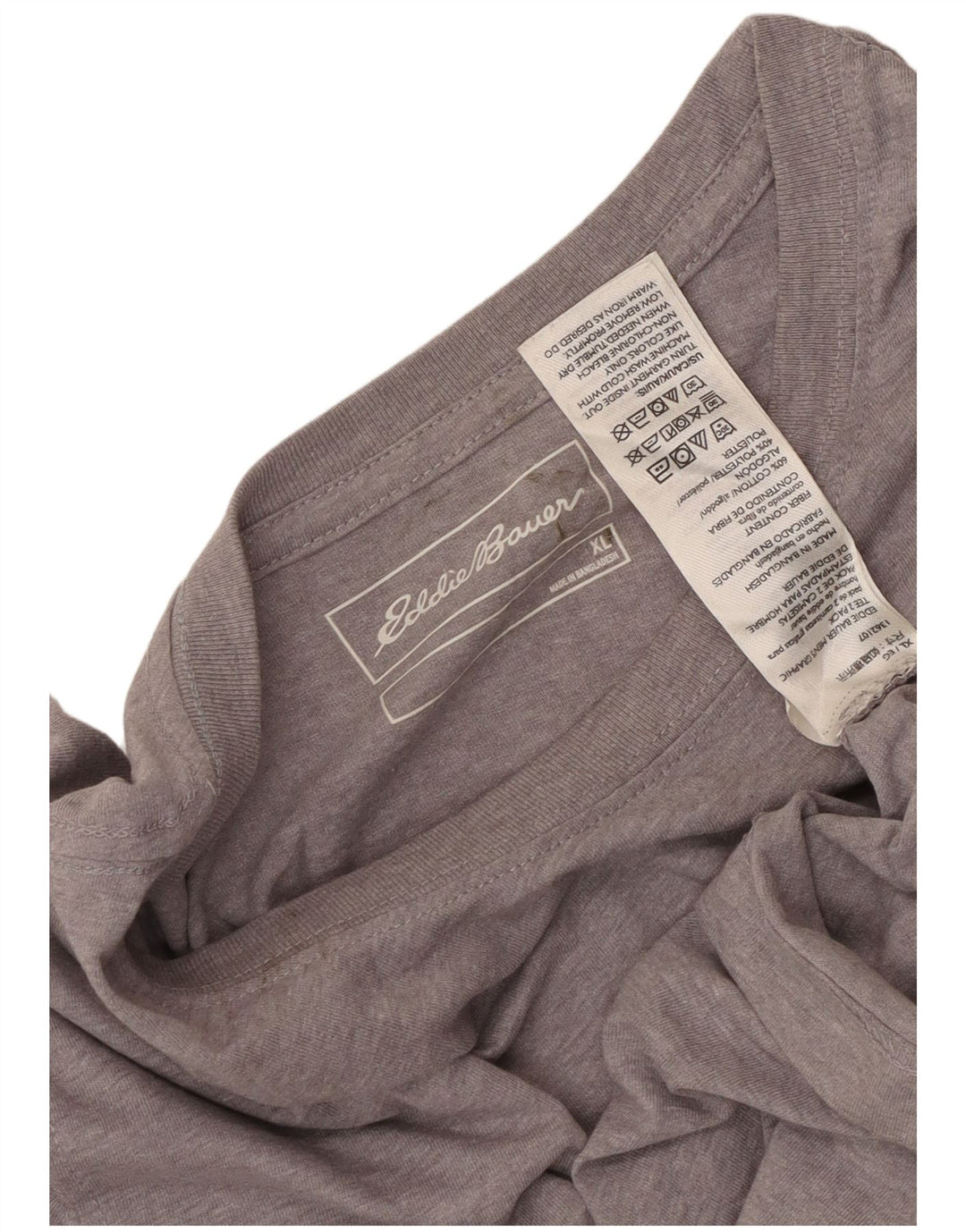 T-shirt da uomo EDDIE BAUER Top XL in cotone grigio