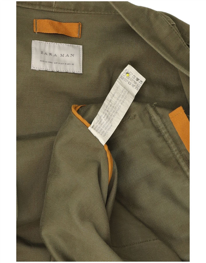 Giacca blazer aperta da uomo Zara UK 38 cotone verde medio