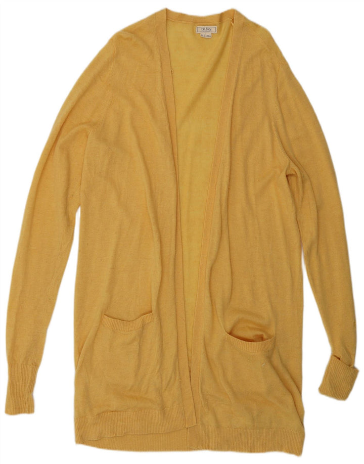 FAT FACE Maglione cardigan aperto lungo da donna UK 14 Lana gialla media