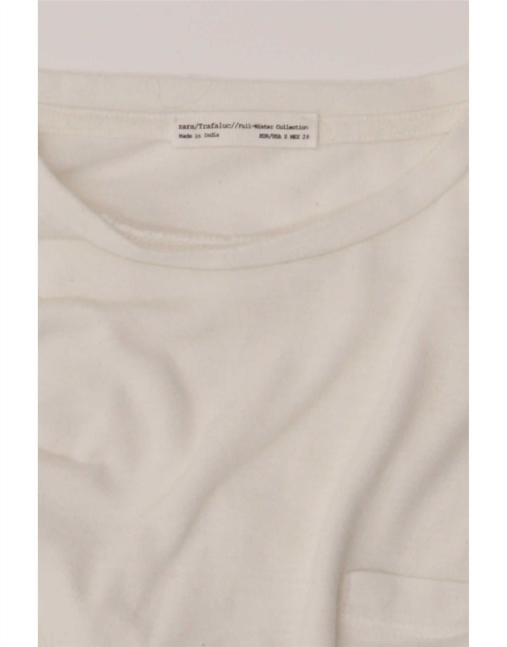 Top Zara Trafaluc da donna a maniche lunghe UK 10 Small Bianco