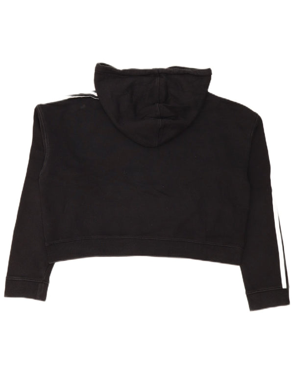 Felpa con cappuccio oversize corta da donna Adidas UK 10 Small Black Colourblock