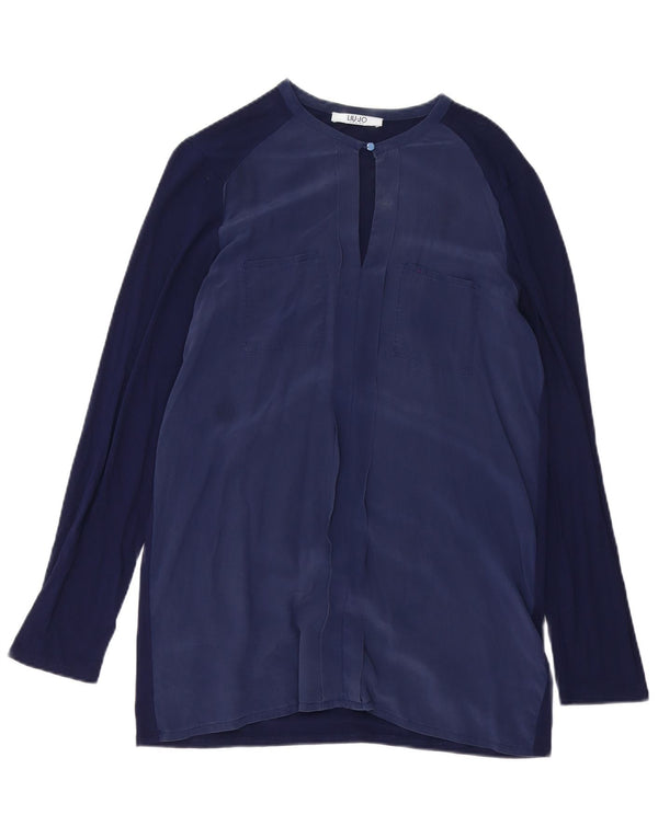 Abito a trapezio a maniche lunghe da donna Liu Jo UK 10 Small in viscosa blu navy