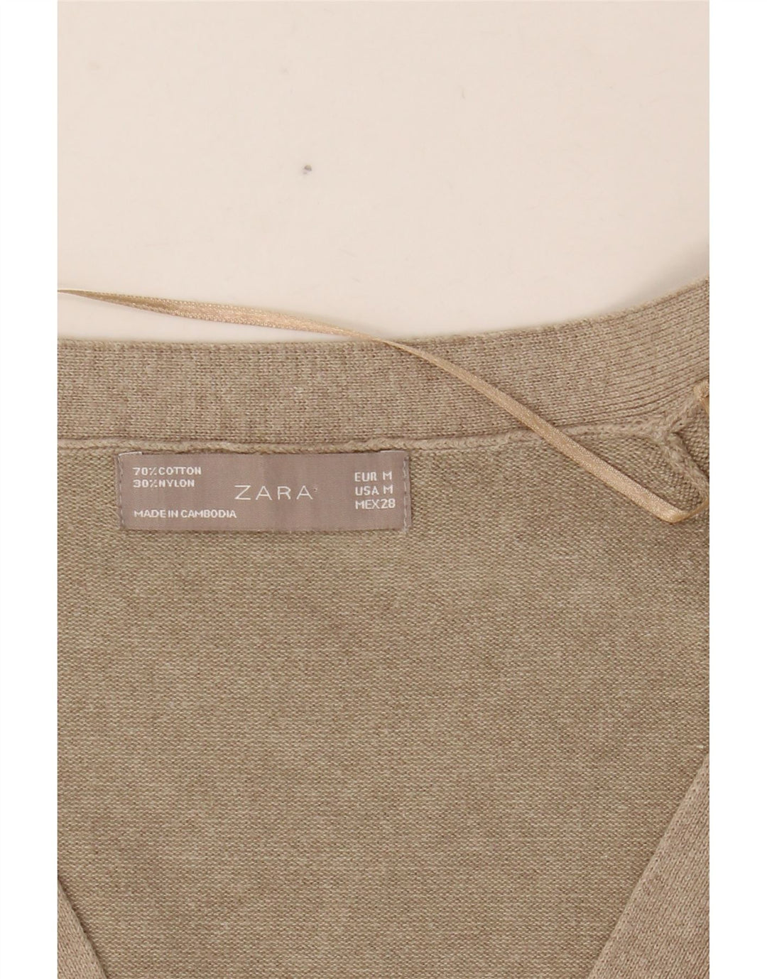 Maglione Cardigan Da Donna ZARA UK 12 Cotone Beige Medio