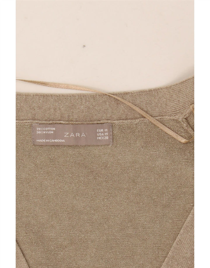 Maglione Cardigan Da Donna ZARA UK 12 Cotone Beige Medio