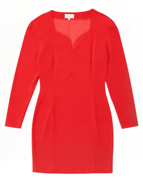 Abito tubino in velluto a maniche lunghe da donna Rosella UK 12 rosso medio