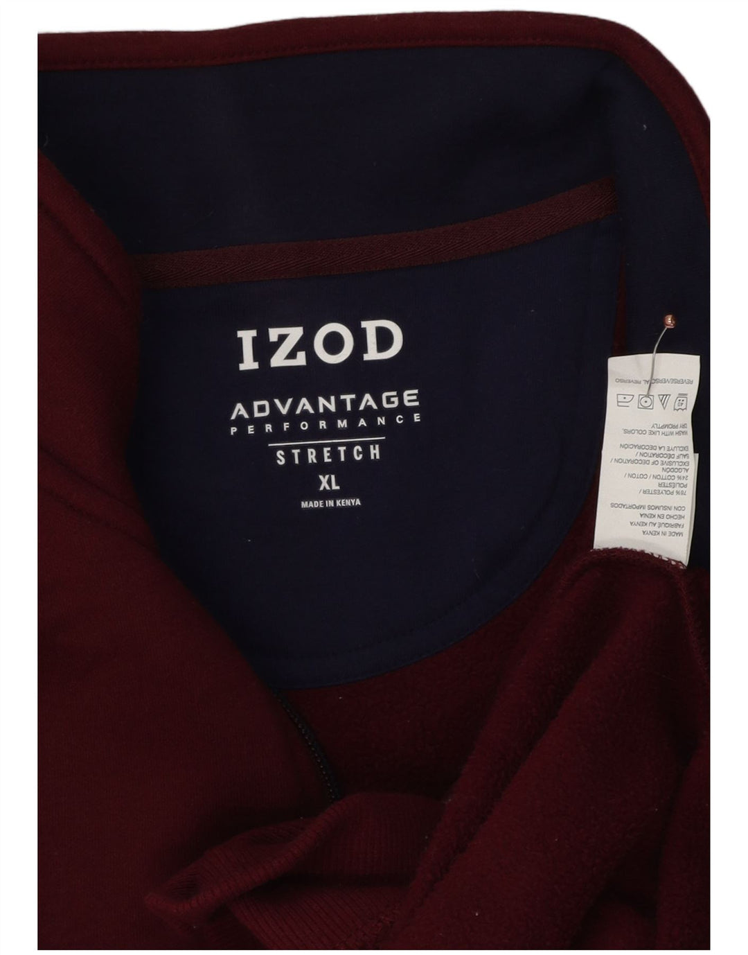 Felpa da uomo con collo con zip IZOD, maglione XL, poliestere bordeaux