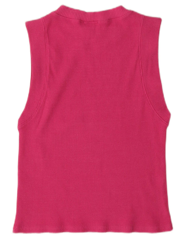 Canotta corta da donna Zara UK 14 grande in cotone rosa