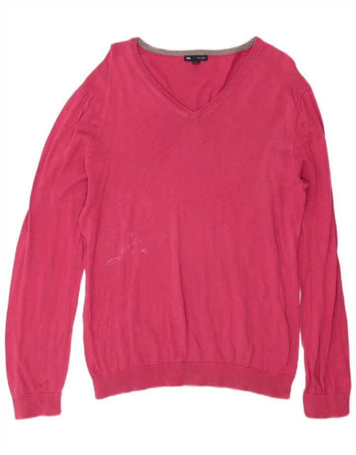 Gap Maglione da uomo con scollo a V grande in cotone rosa