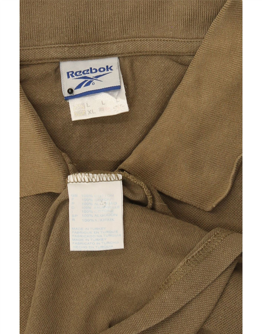 REEBOK Mens Polo Shirt Large Khaki Cotton