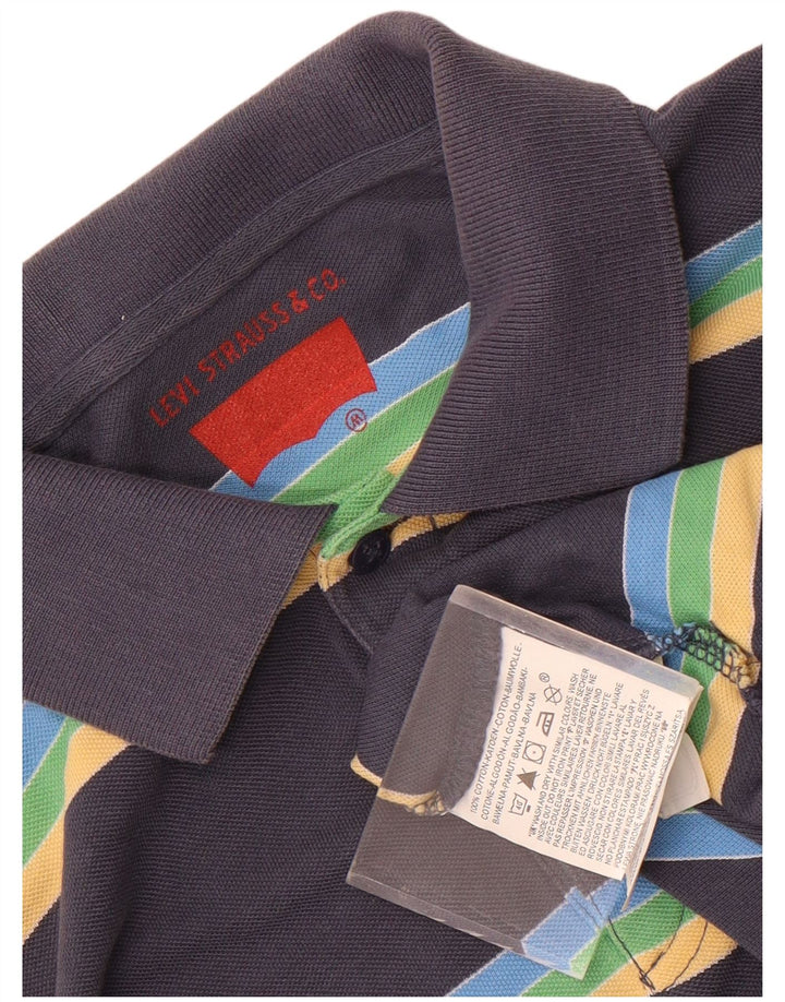 Polo Levi's da uomo a maniche lunghe in cotone a righe blu navy medio