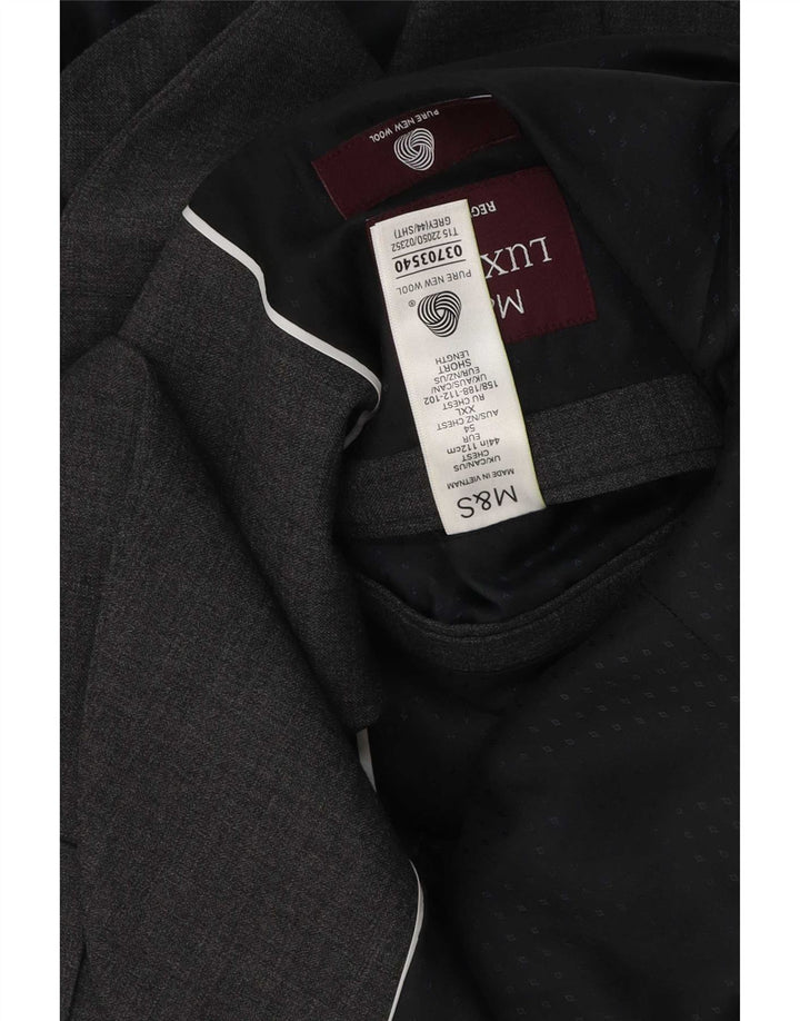 Giacca blazer a 2 bottoni da uomo Marks & Spencer taglia 44 2XL lana vergine grigia