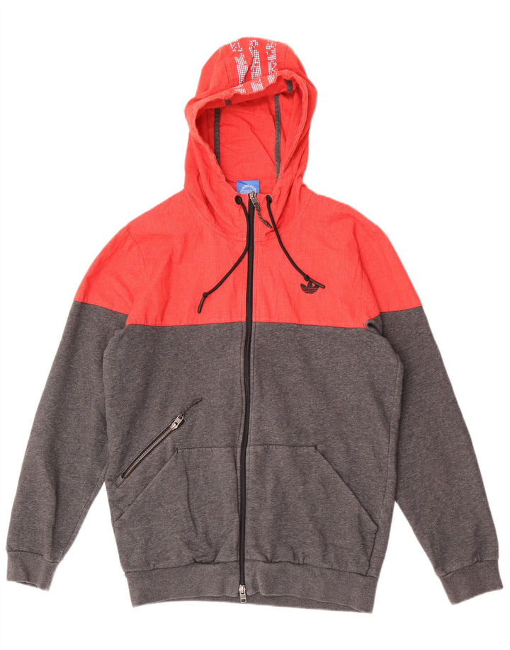 Maglione con cappuccio e zip da uomo Adidas in cotone color block grigio medio