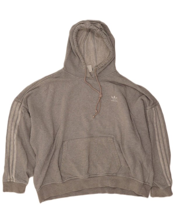 Felpa con cappuccio oversize da donna Adidas UK 14 cotone grigio medio