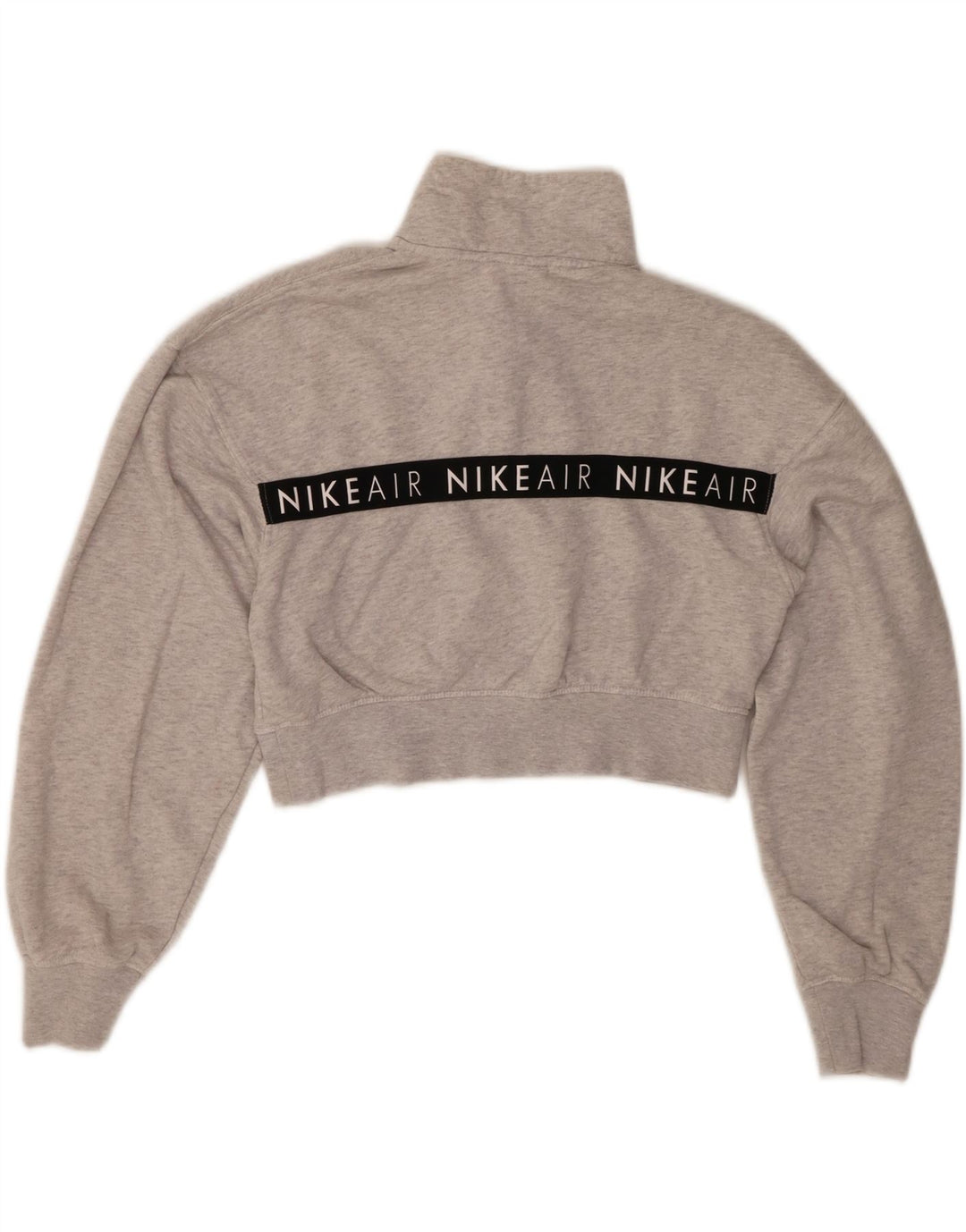 Felpa corta Nike da donna con grafica, maglione UK 6 XS, cotone grigio