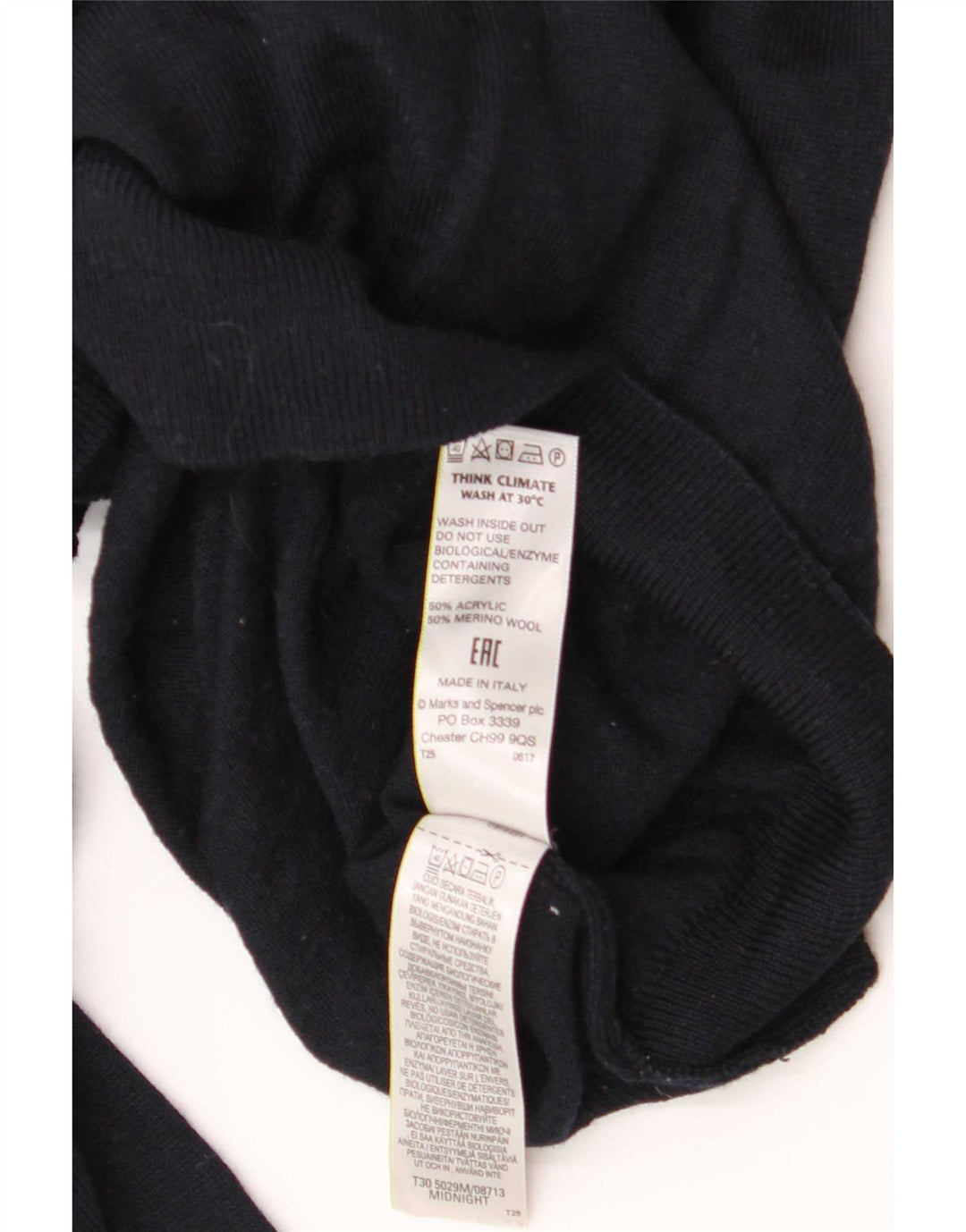 Marks & Spencer Maglione da uomo con collo alto e maglione grande in acrilico blu navy