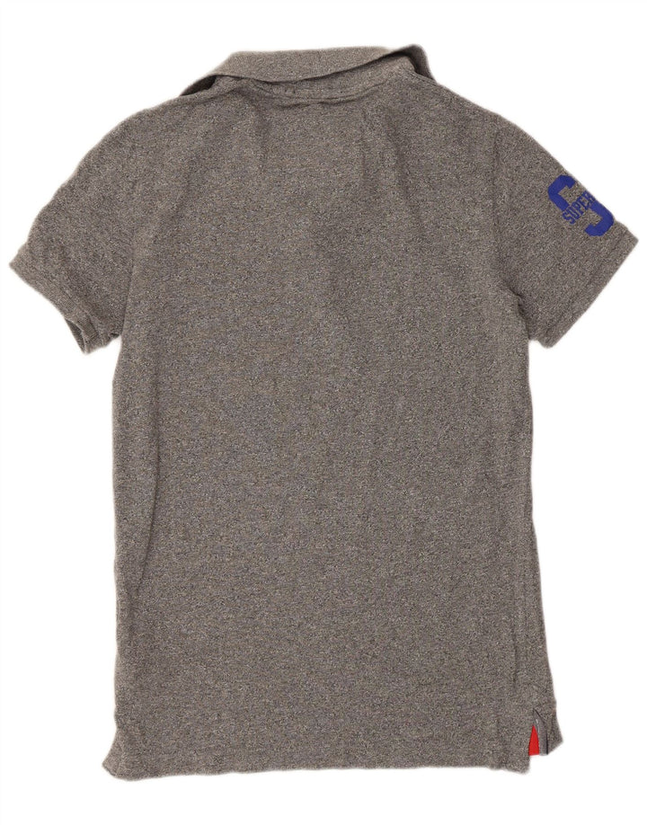 Polo grafica da uomo SUPERDRY in cotone grigio medio