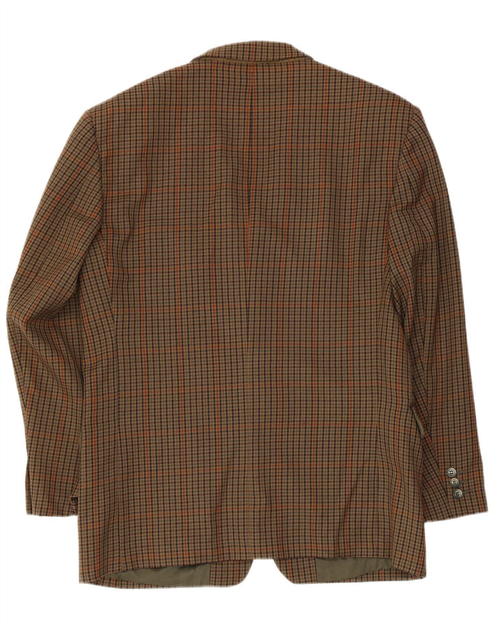 Giacca blazer vintage da uomo a 2 bottoni UK 38 pied de poule marrone medio