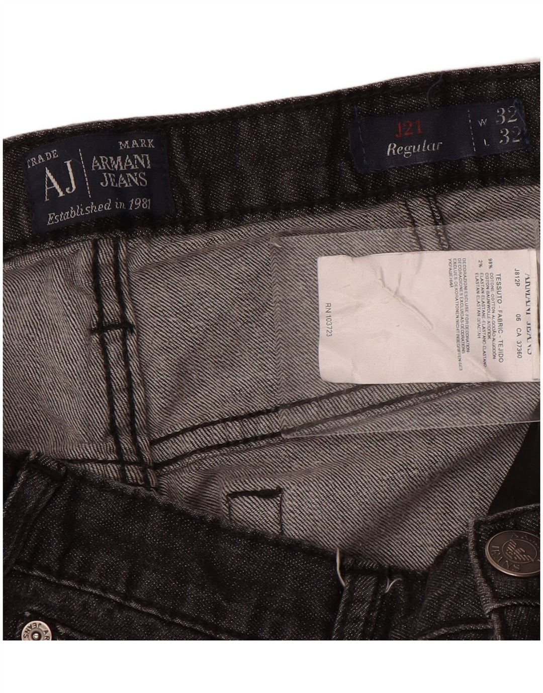Jeans dritti da donna Armani W32 L28 cotone grigio