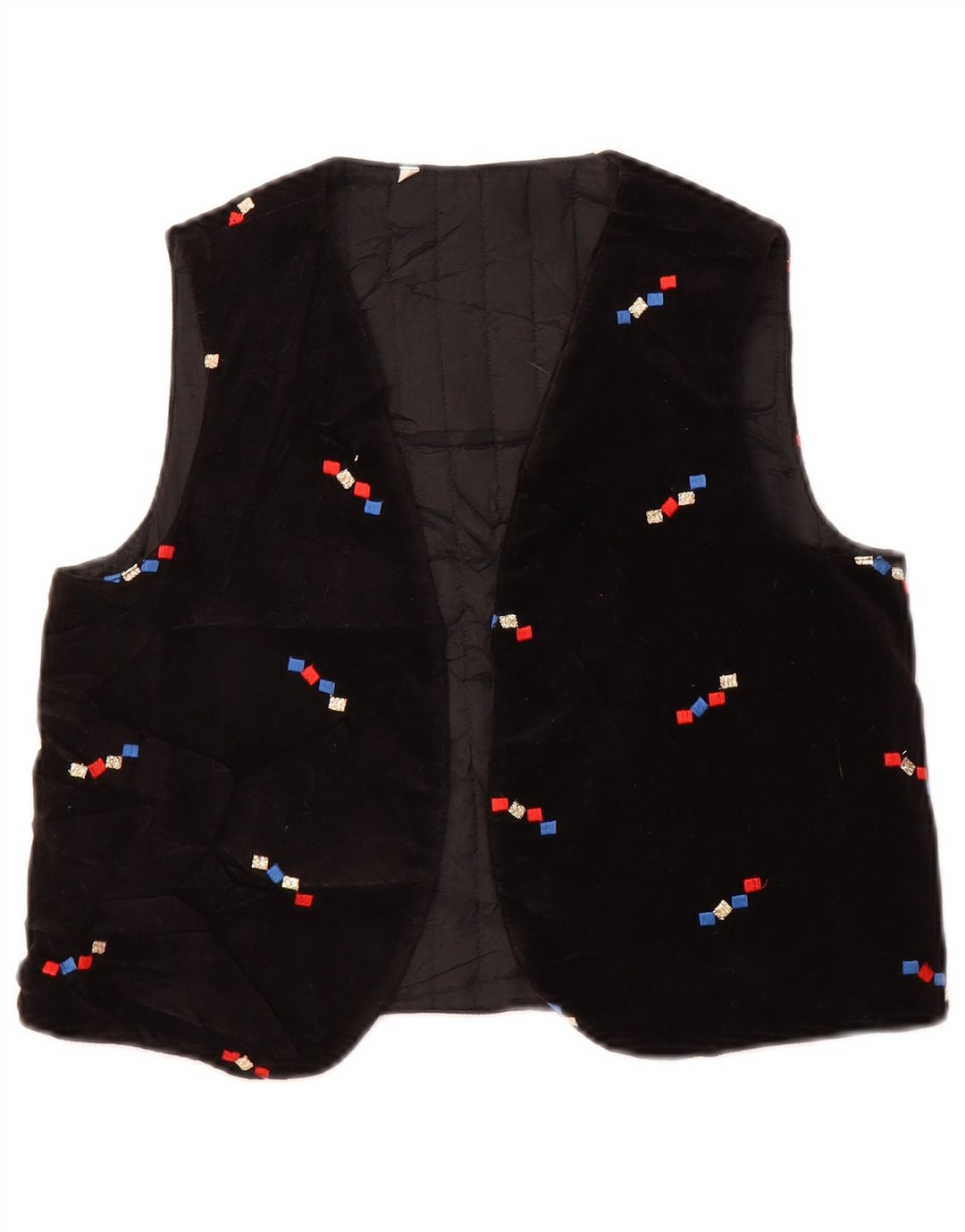 Gilet APERTO in velluto da donna vintage US 2 XS Nero