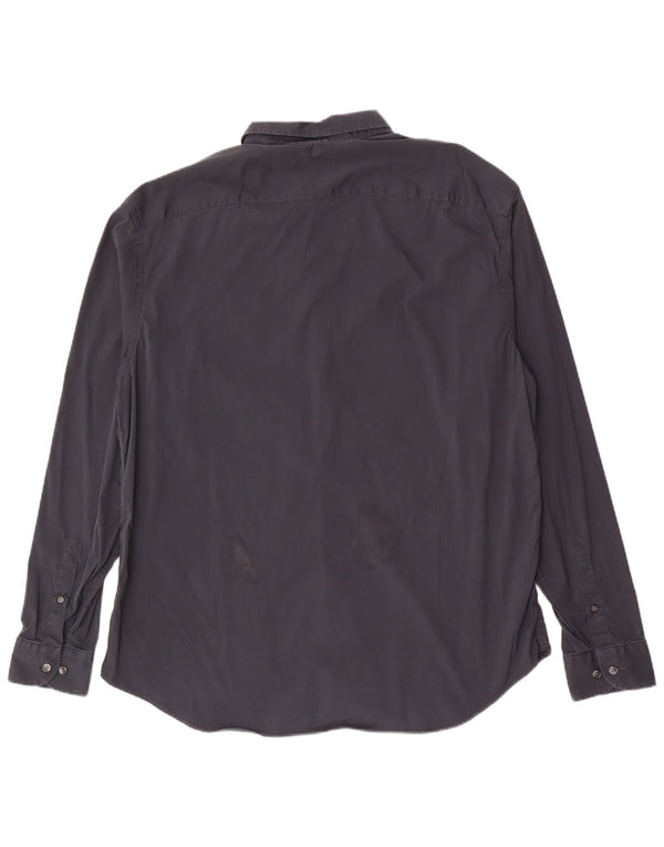 Camicia Armani Collezioni Uomo 2XL Cotone Blu Navy