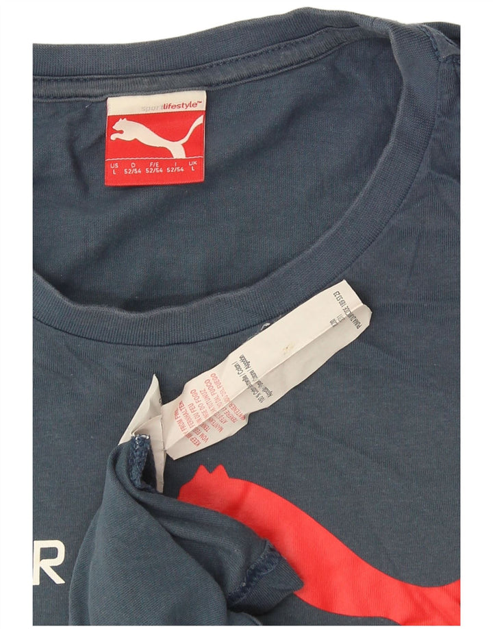 T-shirt grafica da uomo Puma grande in cotone blu