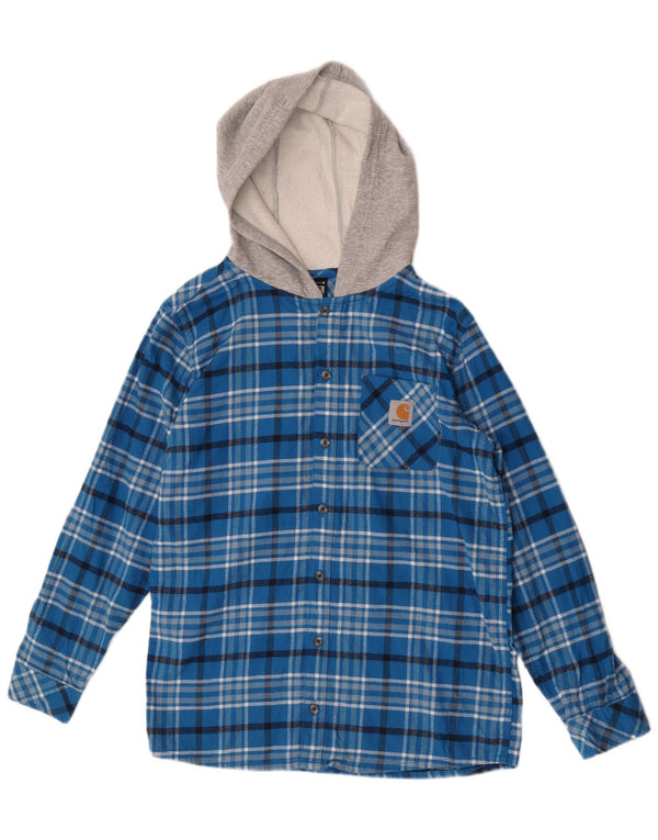 Camicia in flanella con cappuccio da bambino CARHARTT 15-16 anni XL in cotone a quadri blu