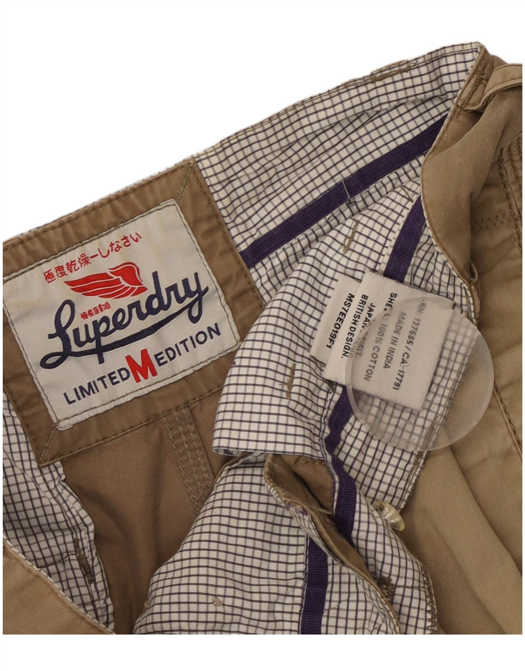 Pantaloncini chino da uomo Superdry medi W32 in cotone beige