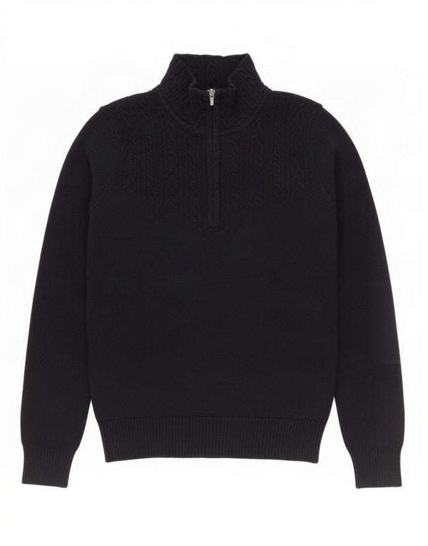 Maglione da donna con collo con zip Izod UK 10 piccolo cotone nero