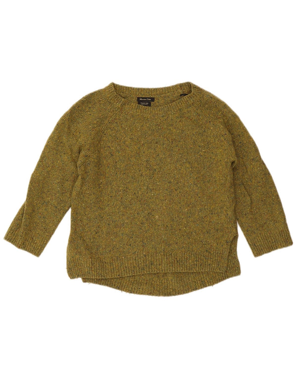 Massimo Dutti Maglione da donna con scollo a barchetta UK 10 Piccolo kaki chiazzato