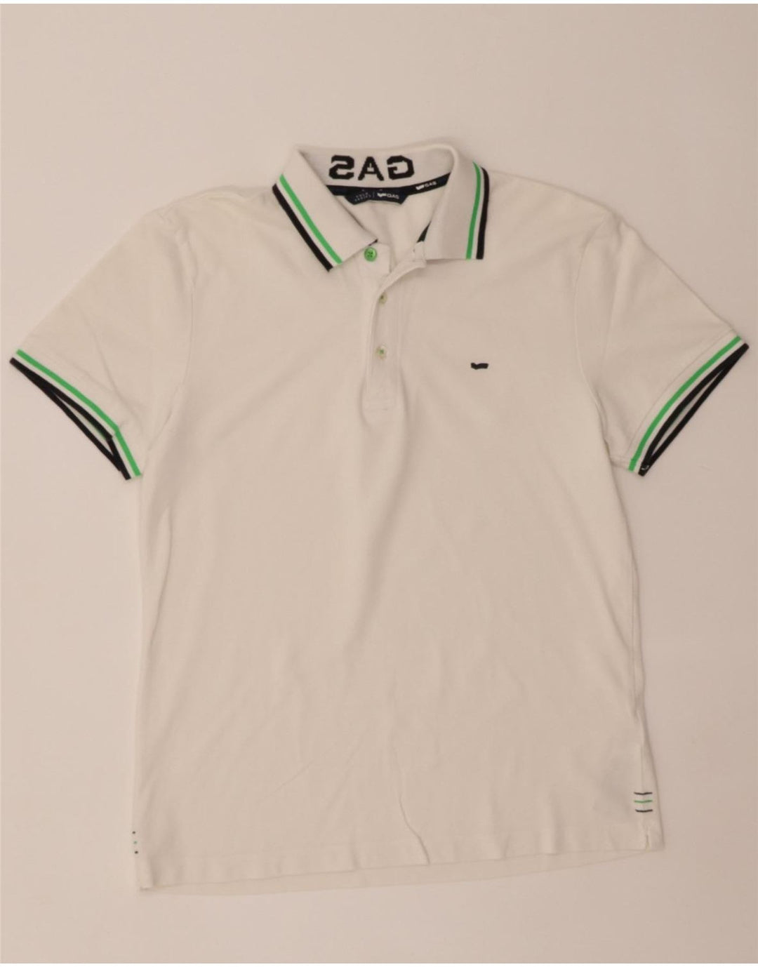 GAS Mens Polo Shirt Medium White Cotton Vintage Gas and Second-Hand Gas from Messina Hembry 