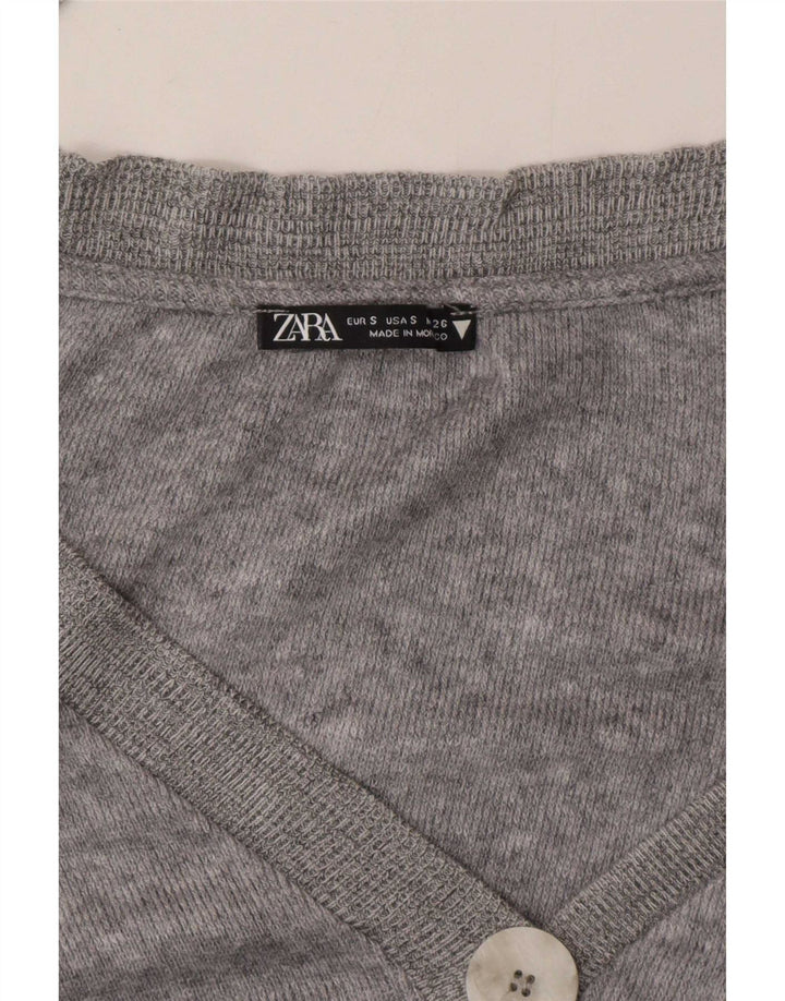 Maglione cardigan oversize corto da donna Zara UK 10 piccolo grigio