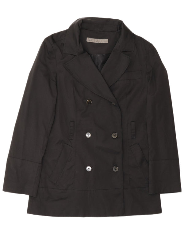 ZARA Womens Trench Coat UK 12 Medium Black Polyamide