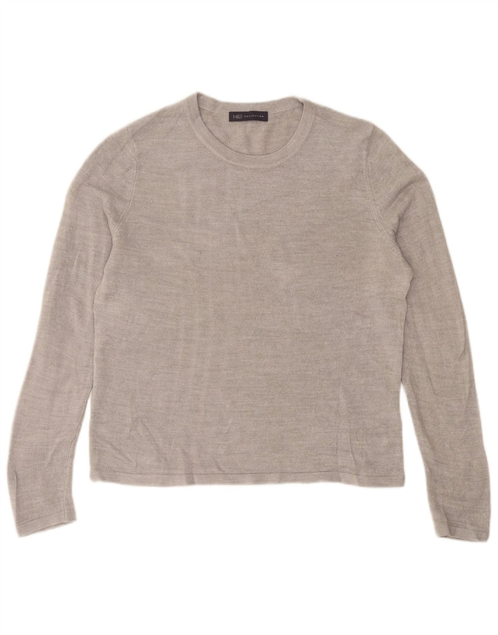 Maglione maglione girocollo da donna Marks & Spencer UK 14 Acrilico grigio medio