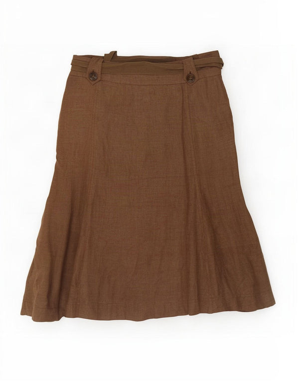 Gonna a tromba da donna Laura Ashley UK 10 piccola W30 lino marrone