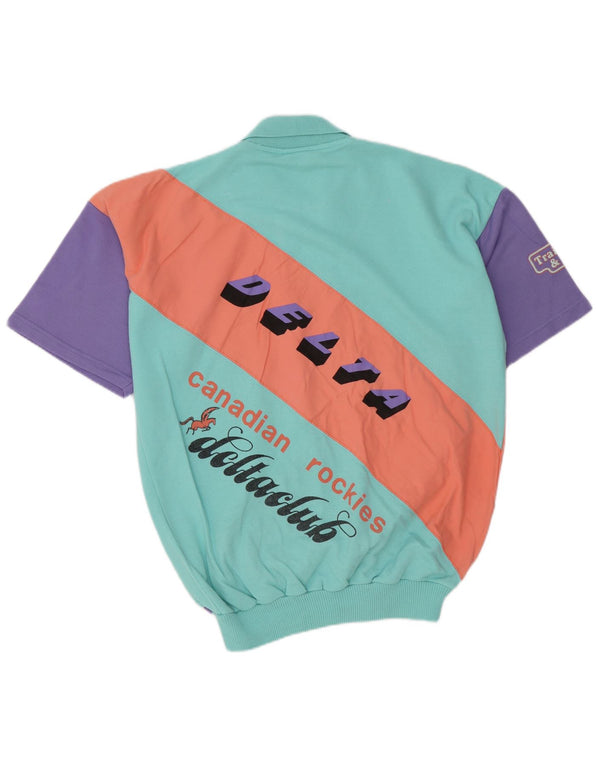 Felpa grafica vintage da uomo, maglione, grande, multicolore, color block