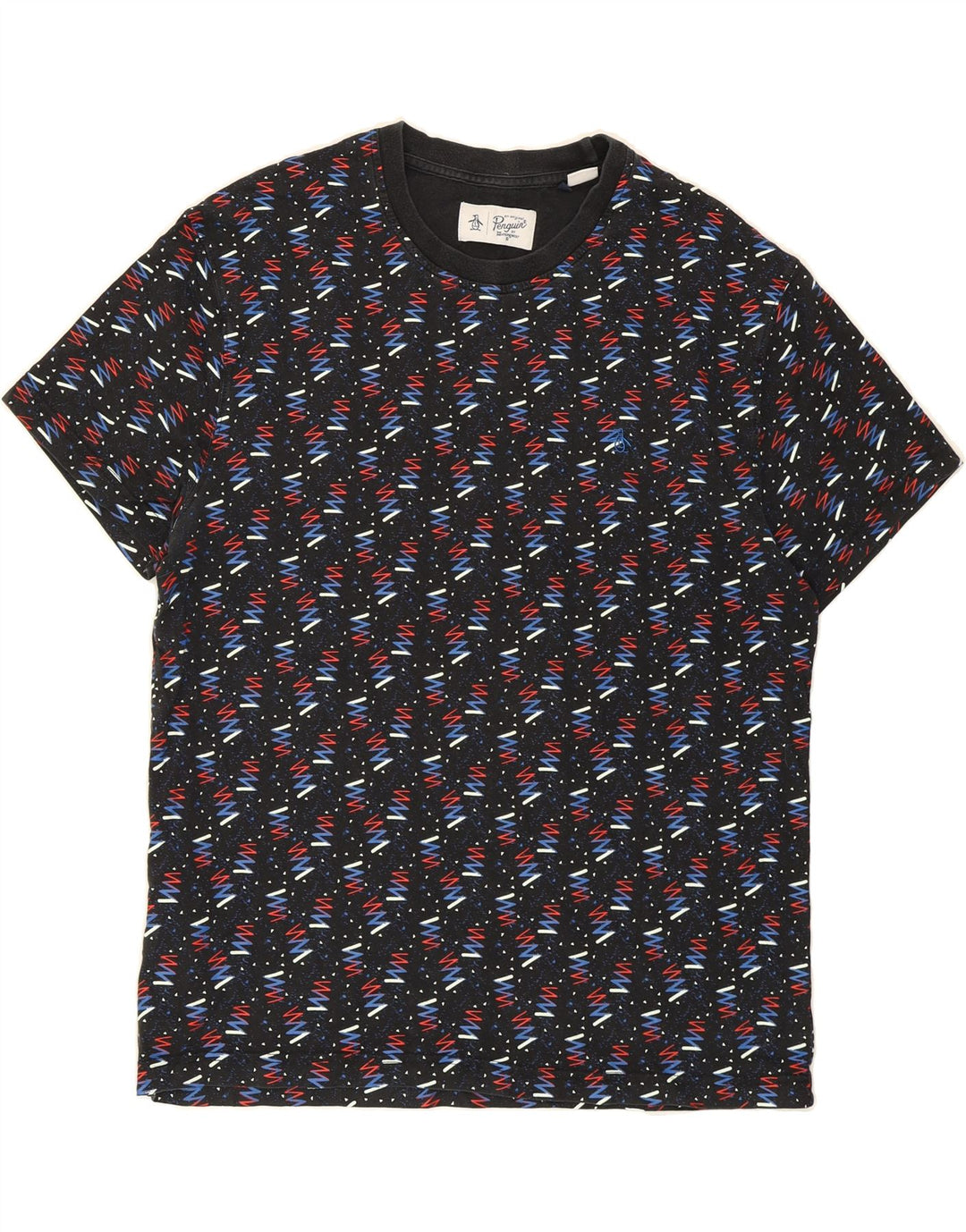 PENGUIN Mens Graphic T-Shirt Top Large Black Geometric Cotton Vintage Penguin and Second-Hand Penguin from Messina Hembry 