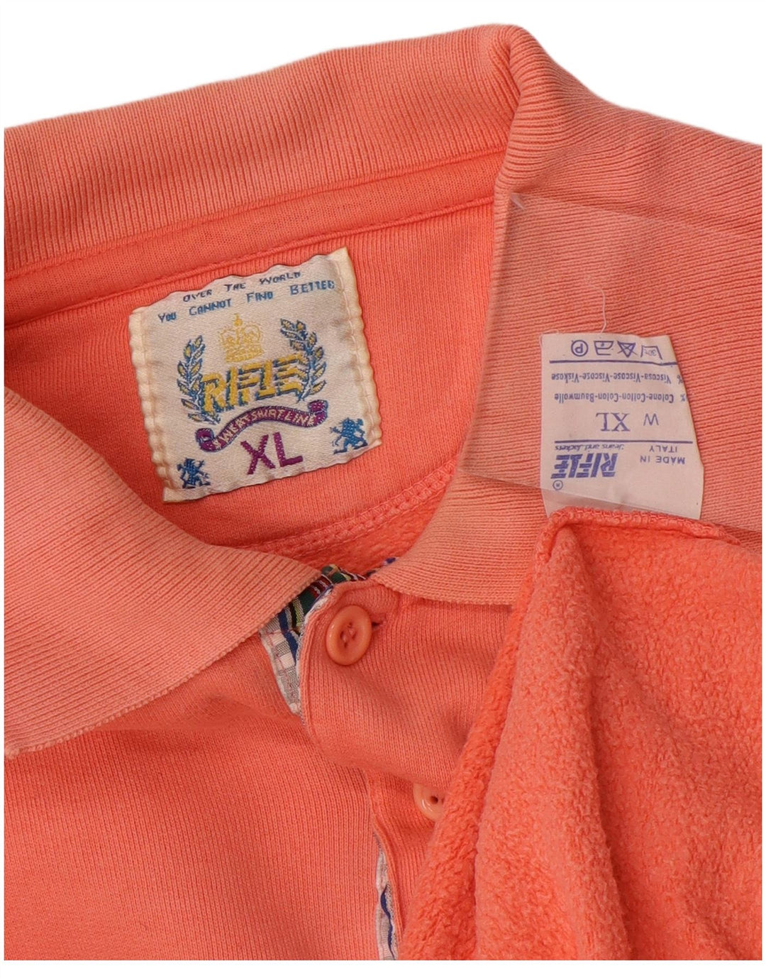 RIFLE Felpa da uomo con collo alto Maglione XL Cotone arancione